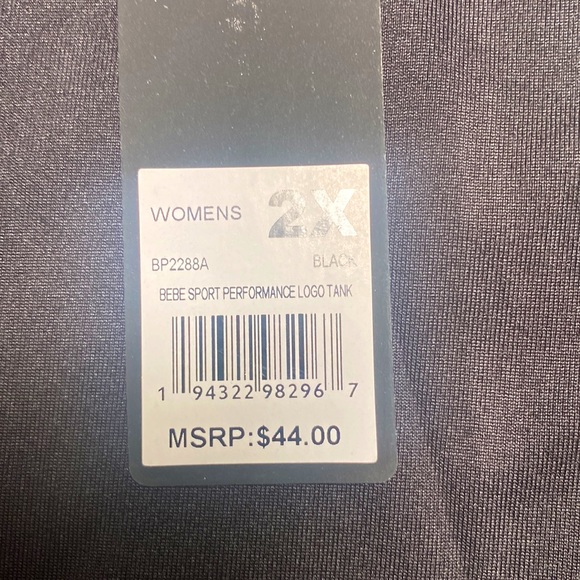 Bebe Sports Black Performance Logo Tank Top Plus Sizes - Picture 5 of 8